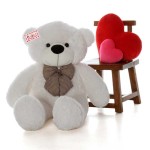 4 Feet White Big Teddy Bear with a Bow